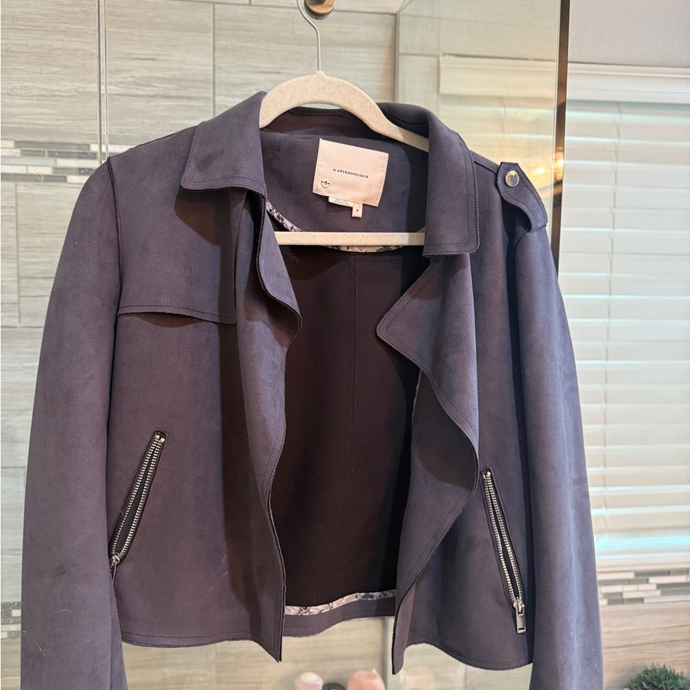 Anthropologie Purple Leather Jacket